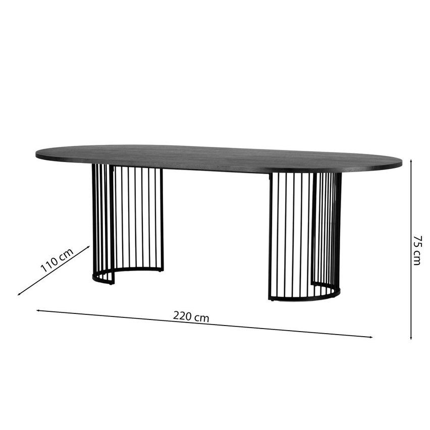 Pestiter Dining Table 110x220cm Black Oak/Steel Base