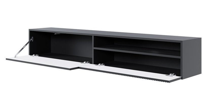 Veldio TV cabinet with a milled front and a 175 cm recess, black, hanging