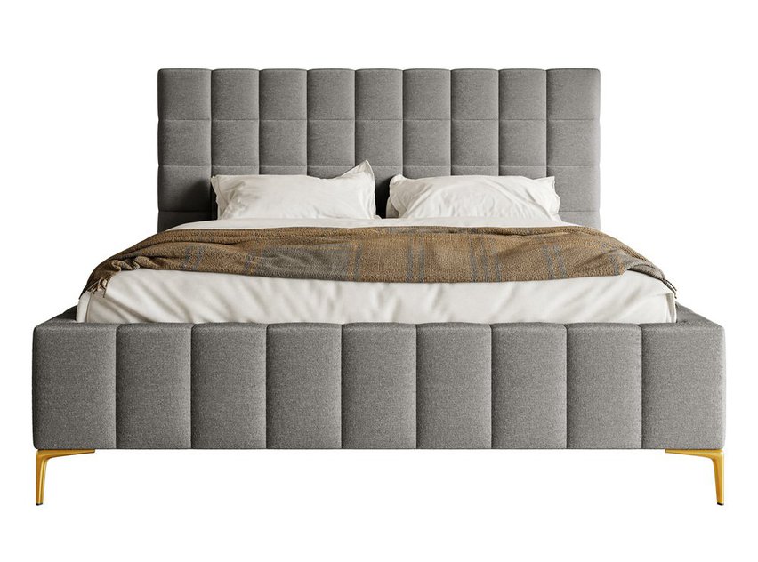 Upholstered bed 160x200 cm Szejlo with container, metal frame Raven 07 chenille