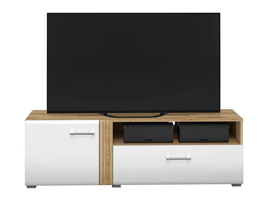 Fandri TV cabinet with drawer 150 cm Castello oak / Gloss white