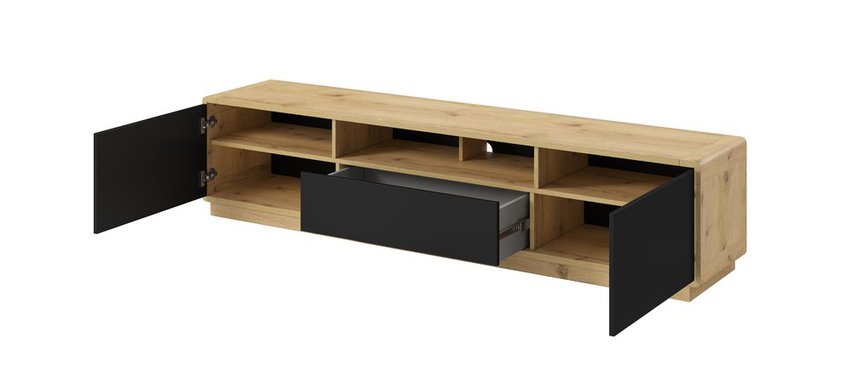 Purnia TV cabinet 200 cm Taurus oak with black fronts (Lighting: No)