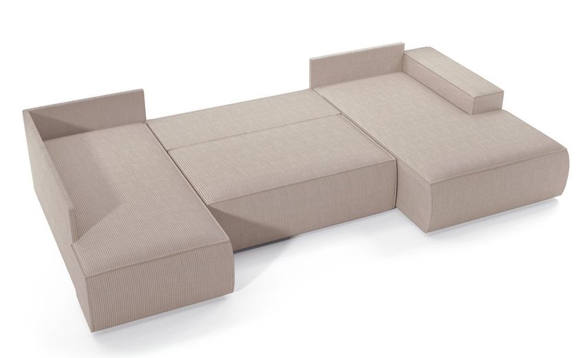 Corner sofa with sleeping function Farese New U-shaped with container right side (Fabric: Poso 02)