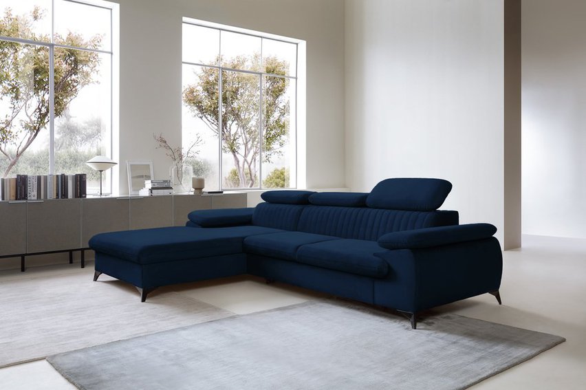 Corner sofa with sleeping function Furie L-shaped (Fabric: Matt Velvet 79, Side: Left)