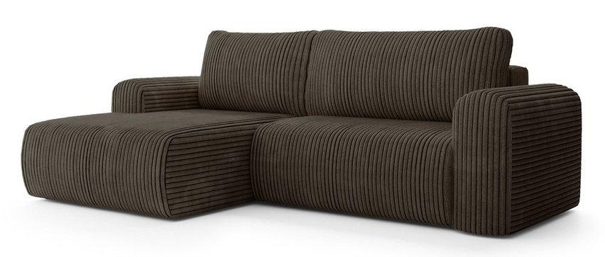 Corner sofa with sleeping function Lelu Tilia 37 L-shaped with a container, thick corduroy, left-hand side