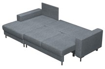 Mokpeo L-shaped corner sofa with sleeping function with two containers on black legs Sorella 89 chenille left-hand side