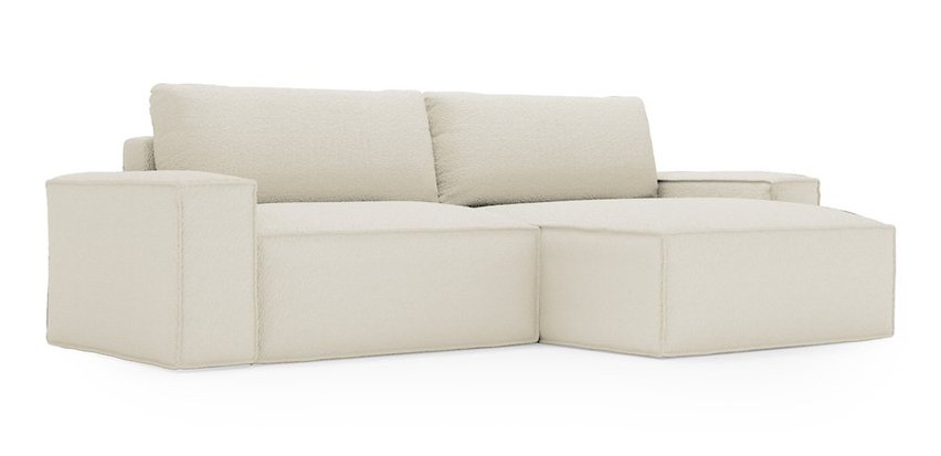 Brylio L-shaped corner sofa with sleeping function with storage, universal cream plush