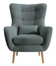 Vence Castel 90 winged lounge chair, velvet, easy-to-clean, black legs