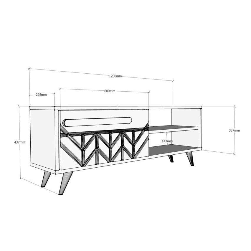 Veneida TV cabinet with decoration 120 cm white