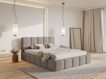 Upholstered bed 180x200 cm Cloudy with storage, light gray Legend 03