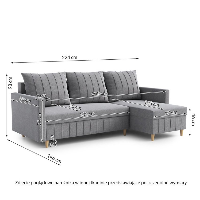 Corner sofa with sleeping function Morpreses (Fabric: Paros 03)