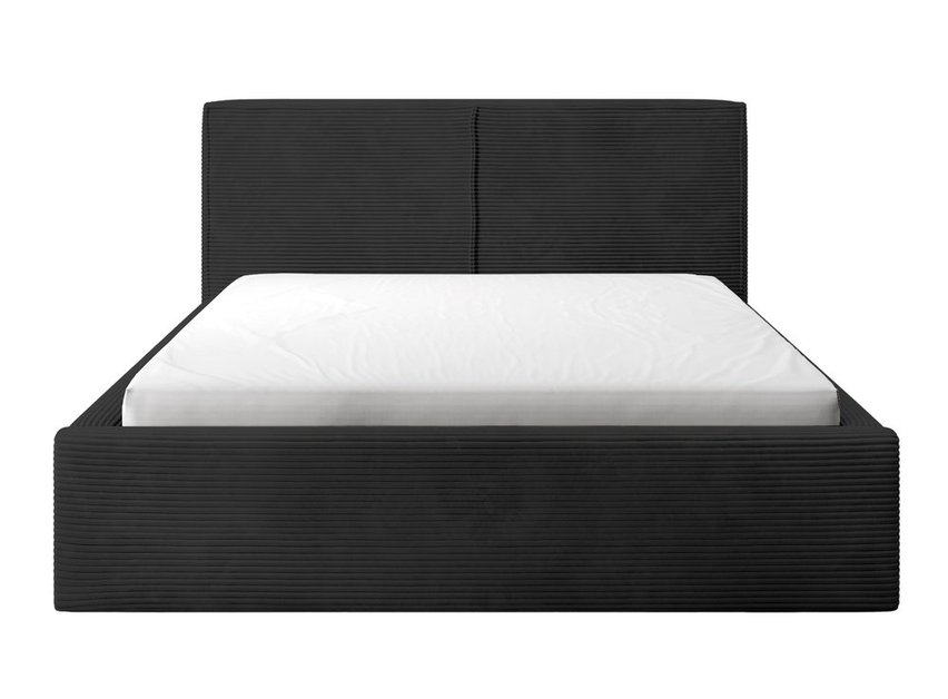 Upholstered bed 180/200 cm Farese black Poso 135 with container and gas actuator corduroy