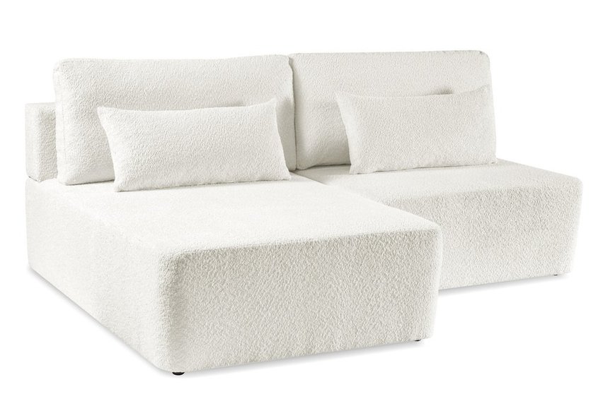 Corner sofa with sleeping function Moduliano L-shaped with container universal cream boucle