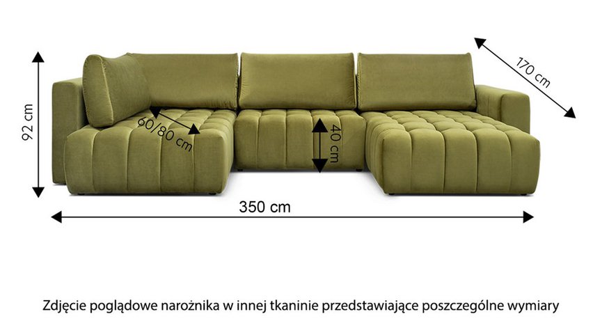 Consive U-shaped corner sofa bed (Fabric: Lukso 40, Side: Right)