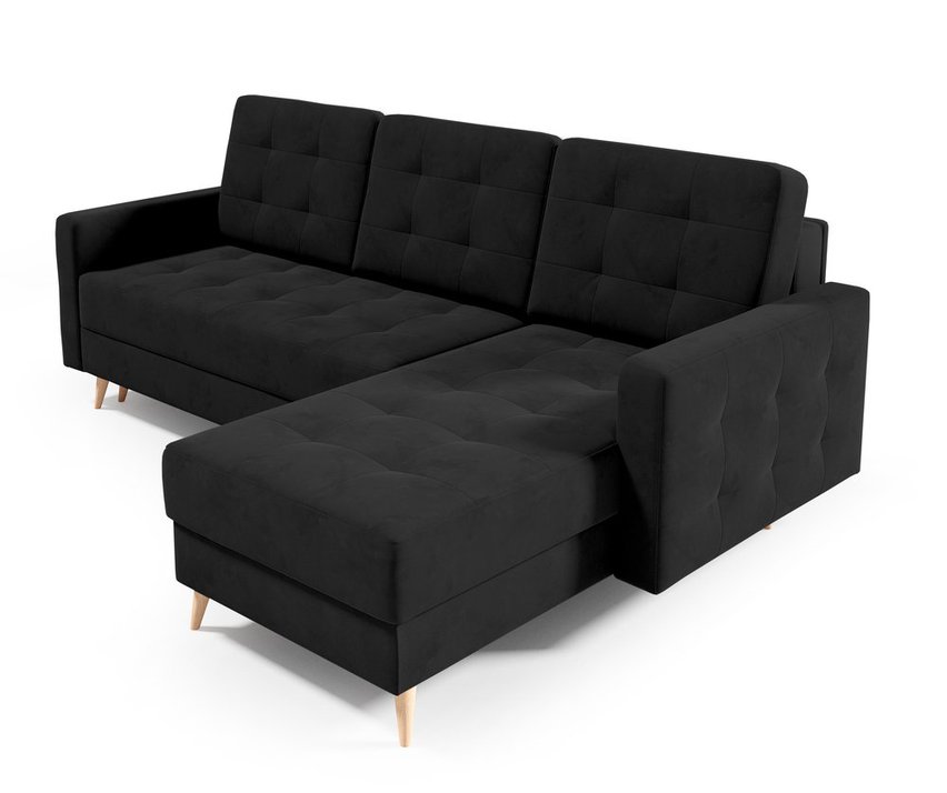 Corner sofa with sleeping function Halvad L-shaped Amon 13 with container hydrophobic velvet universal