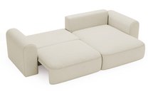 Sollano L-shaped corner sofa with sleeping function with a container, universal, creamy, easy-to-clean chenille