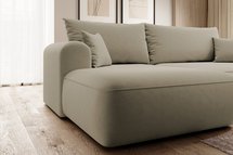 Ovo L-shaped corner sofa with sleeping function with a container in easy-to-clean fabric