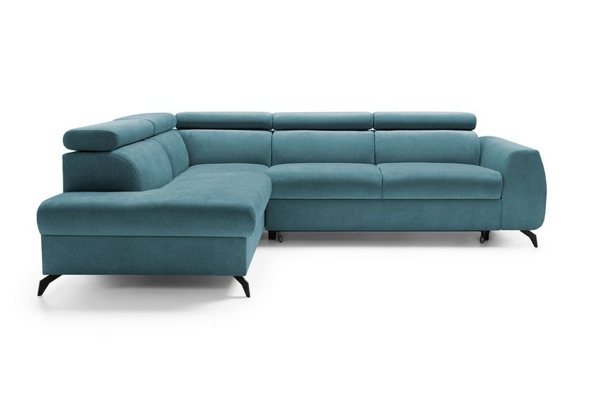 Hazryn L-shaped corner sofa bed with adjustable headrests and storage (Fabric: Cloud 75, Side: Left)