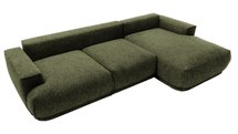 Divo L-shaped corner sofa with sleeping function, dark green, hydrophobic braid, right-hand side