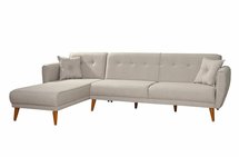 Corner sofa with sleeping function Polance L-shaped cream universal