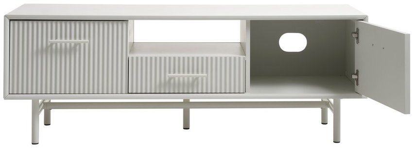 Athenise TV cabinet 140 cm three-door slatted light gray