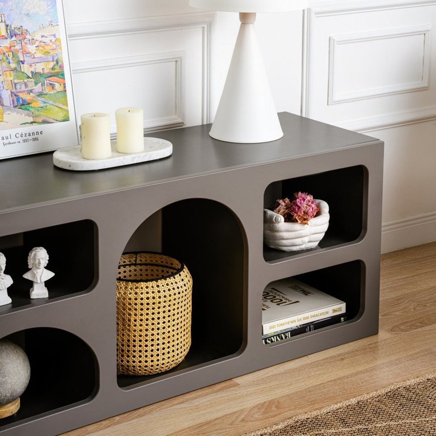 Advilis TV cabinet 160 cm with seven shelves, anthracite