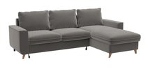 Almirante L-shaped corner sofa with sleeping function with storage, universal, gray-brown, hydrophobic velvet