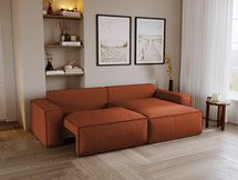 Brylio L-shaped corner sofa with sleeping function with storage, universal, copper plush