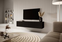 Veldio TV cabinet, 140 cm, black, with a milled front