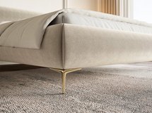 Upholstered bed 140x200 cm Roule with storage, metal frame Amon 17, hydrophobic velor, gold legs