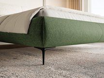 Upholstered bed 140x200 cm Ovalle olive, hydrophobic braid, black legs