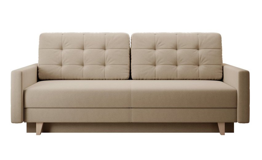 Verat three-seater sofa with storage, beige velvet, easy to clean