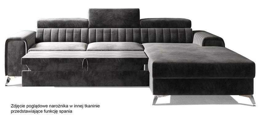 Corner sofa with sleeping function Lurighet L-shaped with container (Fabric: Velvetmat 10, Side: Right)