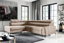 Corner sofa with sleeping function London L-shaped left side with storage Paros 02 velour