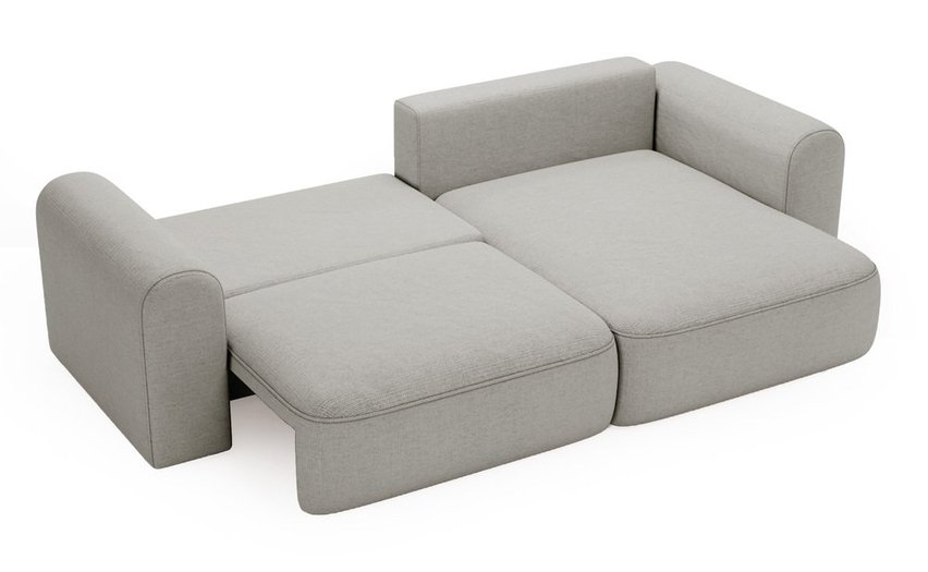 Sollano L-shaped corner sofa with sleeping function with container, universal, light gray chenille, easy to clean