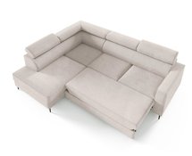 Corner sofa with sleeping function Vero L-shaped with container Neve 03 braided left-hand side