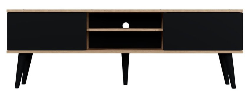 Damally TV cabinet 160 cm artisan oak/black with black legs