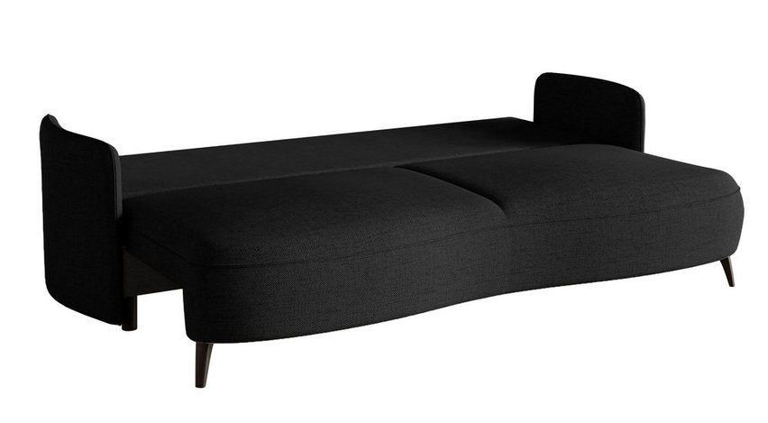 Raviolo three-seater sofa with Moly 99 container, hydrophobic chenille, black legs