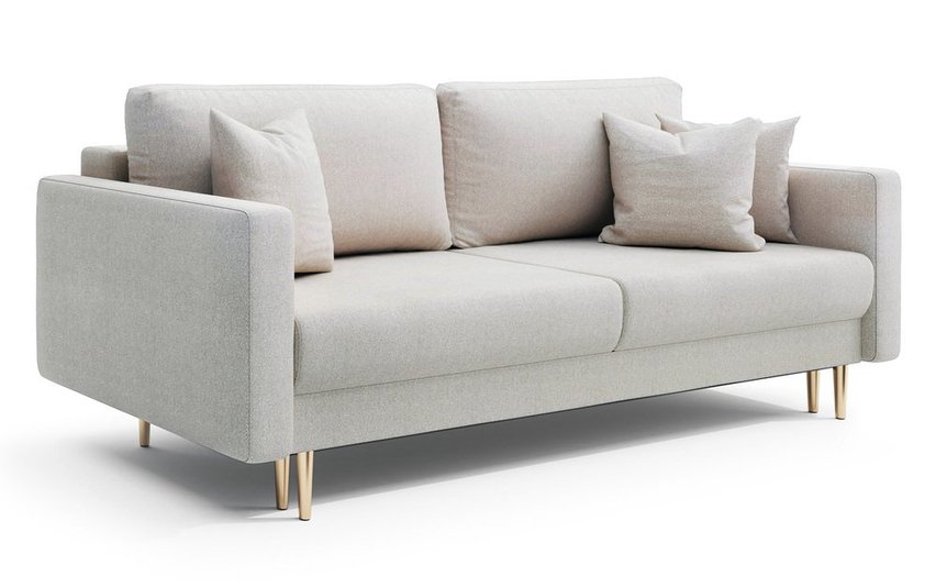 Valico Raven 22 three-seater sofa bed, chenille legs, gold