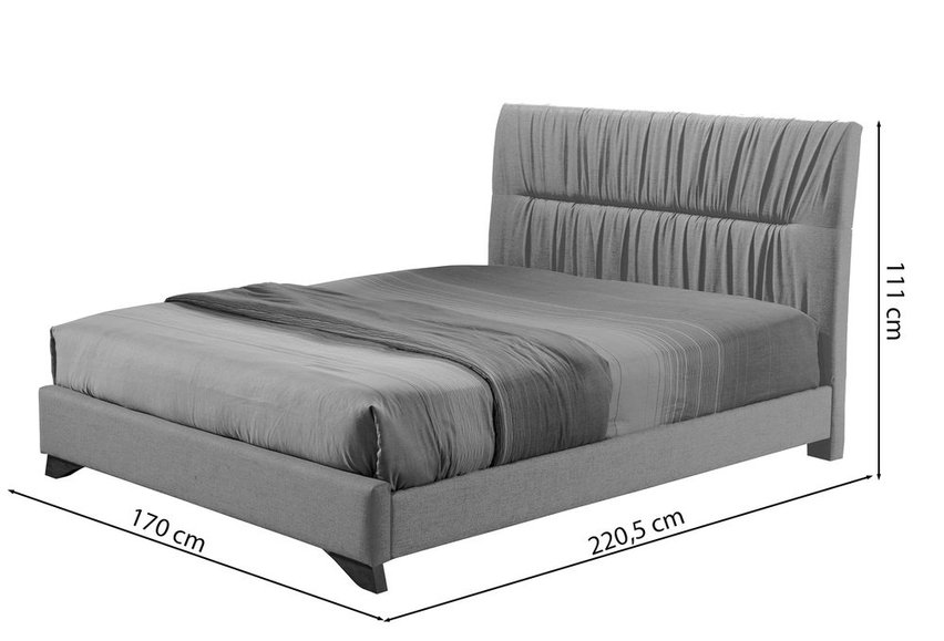 Llana upholstered bed 160x200 cm gray velvet