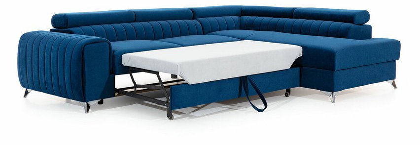 Corner sofa with sleeping function Negreiros (Fabric: Kronos 09, Side: Right)