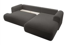 Ovo L-shaped corner sofa with sleeping function with a boucle container