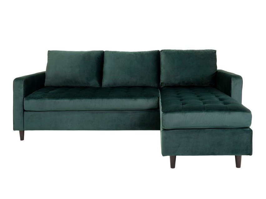 Vanizer Corner Sofa Dark Green Velvet with Black Legs