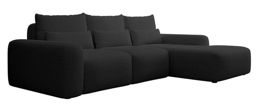 Corner sofa with sleeping function Carnos L-shaped with additional lumbar pillows Moly 99 hydrophobic chenille right-sided