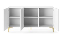 Lammelo three-door chest of drawers, 140 cm, white with gold legs