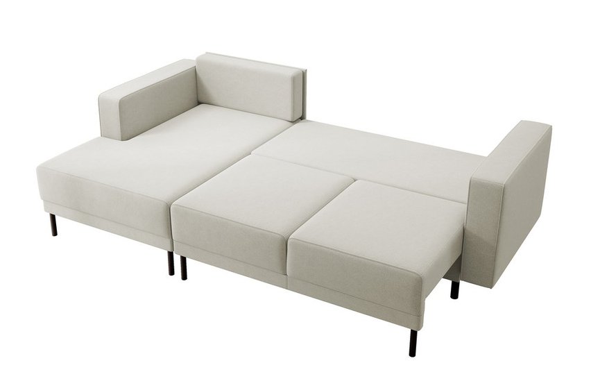 Rodario mini corner sofa with sleeping function and Castel 03 bedding container, left-handed