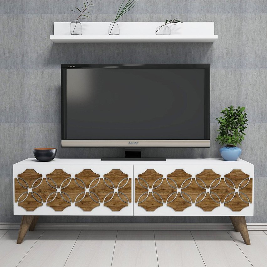 Arabesque TV cabinet with wall shelf