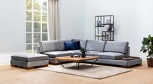 Kouter L-shaped grey corner sofa with left-hand pouf