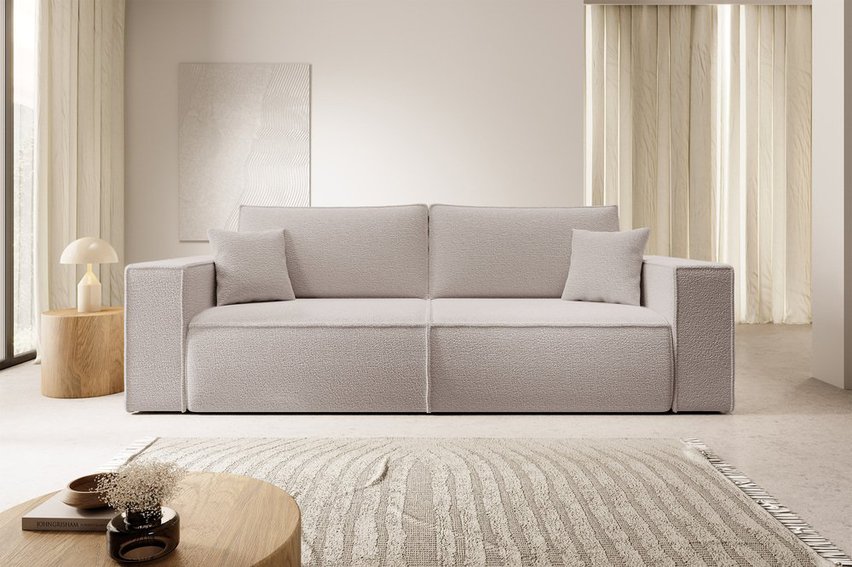 Farese three-seater sofa with storage, brown boucle