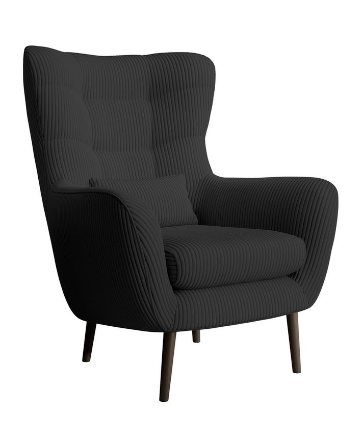 Fauteuil lounge Vence Lincoln 100 avec repose-pieds, pieds noirs