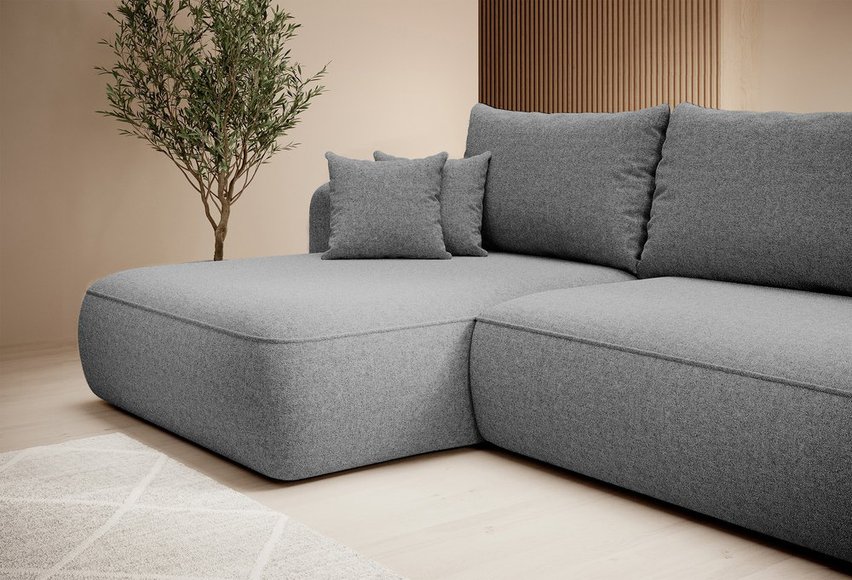 Foggi Melody 04 L-shaped corner sofa with sleeping function with left-hand chenille container